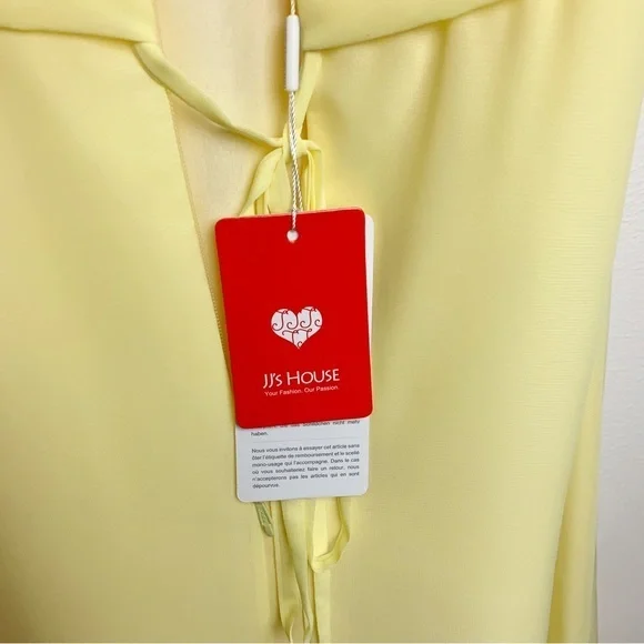 Easter Daffodil Yellow Chiffon Cold Shoulder Wrap Dress NWT Size 8 - Picture 8 of 9